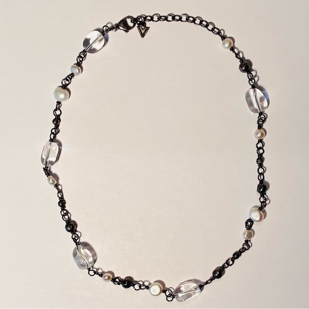 Silpada Freshwater Pearl, Quartz and Sterling Silver 925 Bead Necklace - Retired